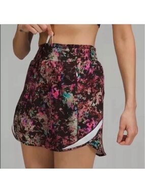 Lululemon Hotty Hot HR Skirt Long - Stencil Blossom Red Multi/Sheer Blu - Size 4